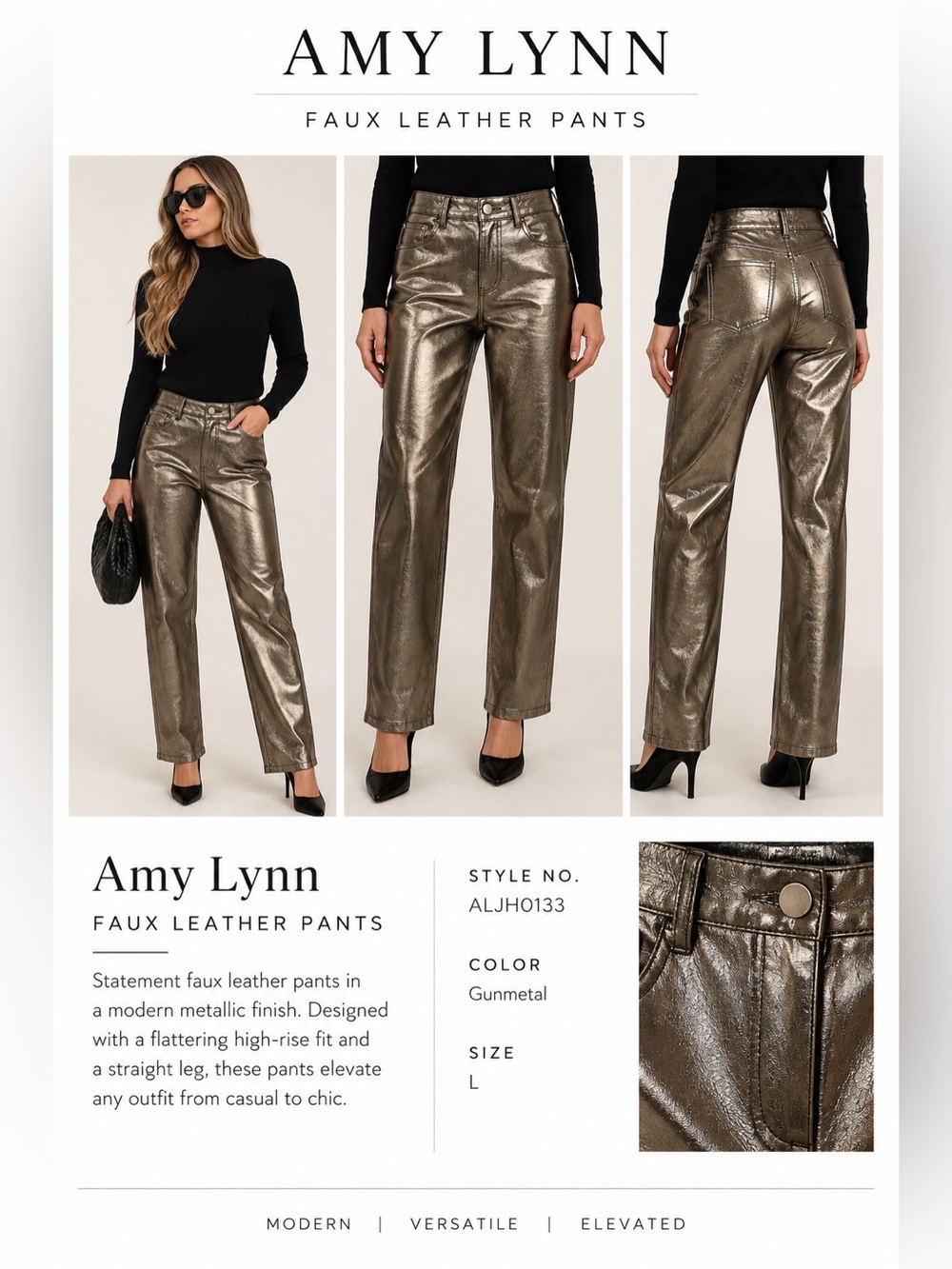 Amy Lynn faux leather pants - Size L - Metallic